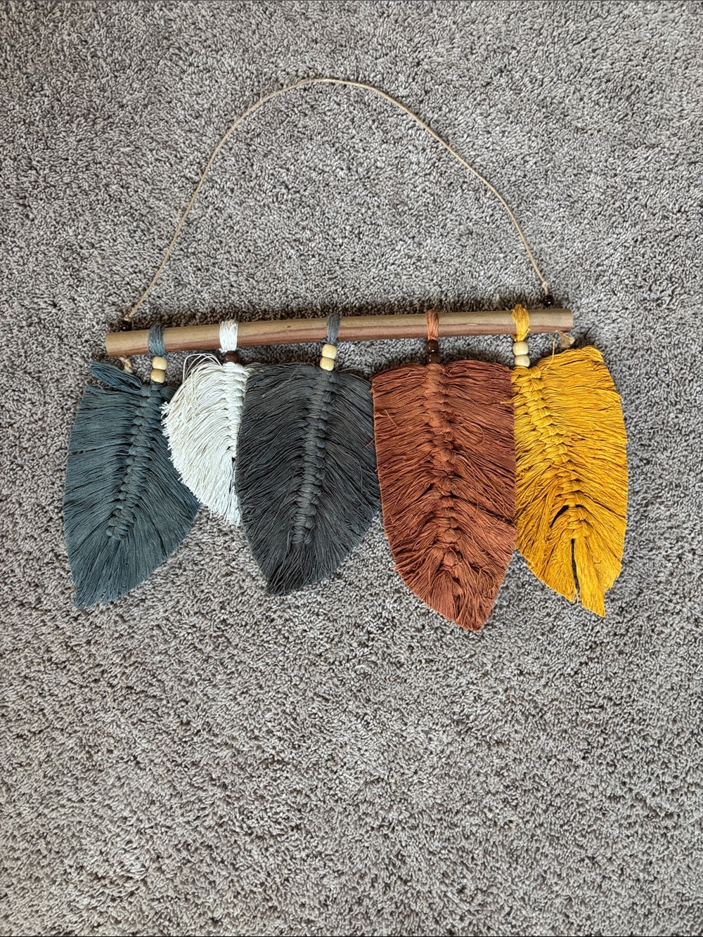 Boho Macrame Feather Wall Hanging - Multi Color
